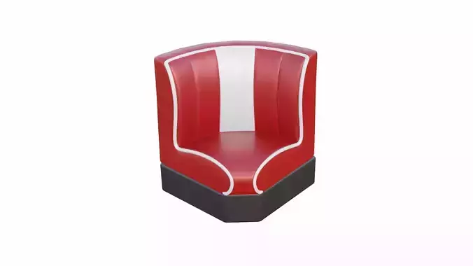Retro Diner Square Corner Booth Low-poly 3D model