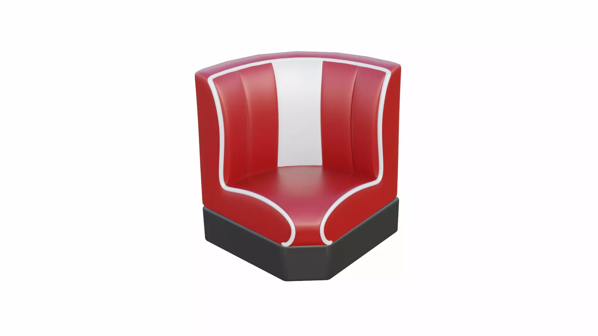 Retro Diner Square Corner Booth Low-poly 3D model_0
