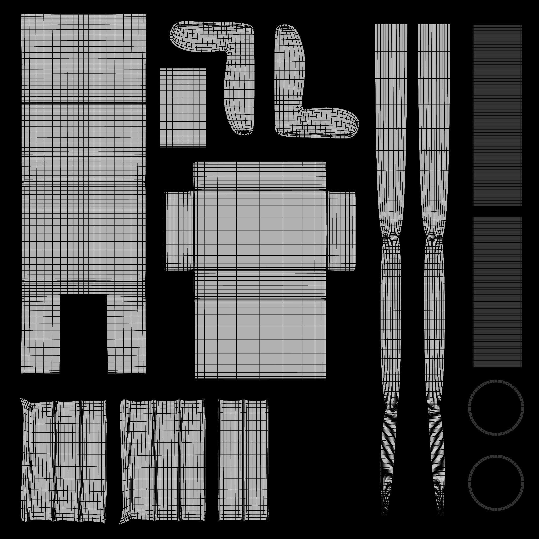 Retro Diner Waiting Booth Low-poly 3D model_7