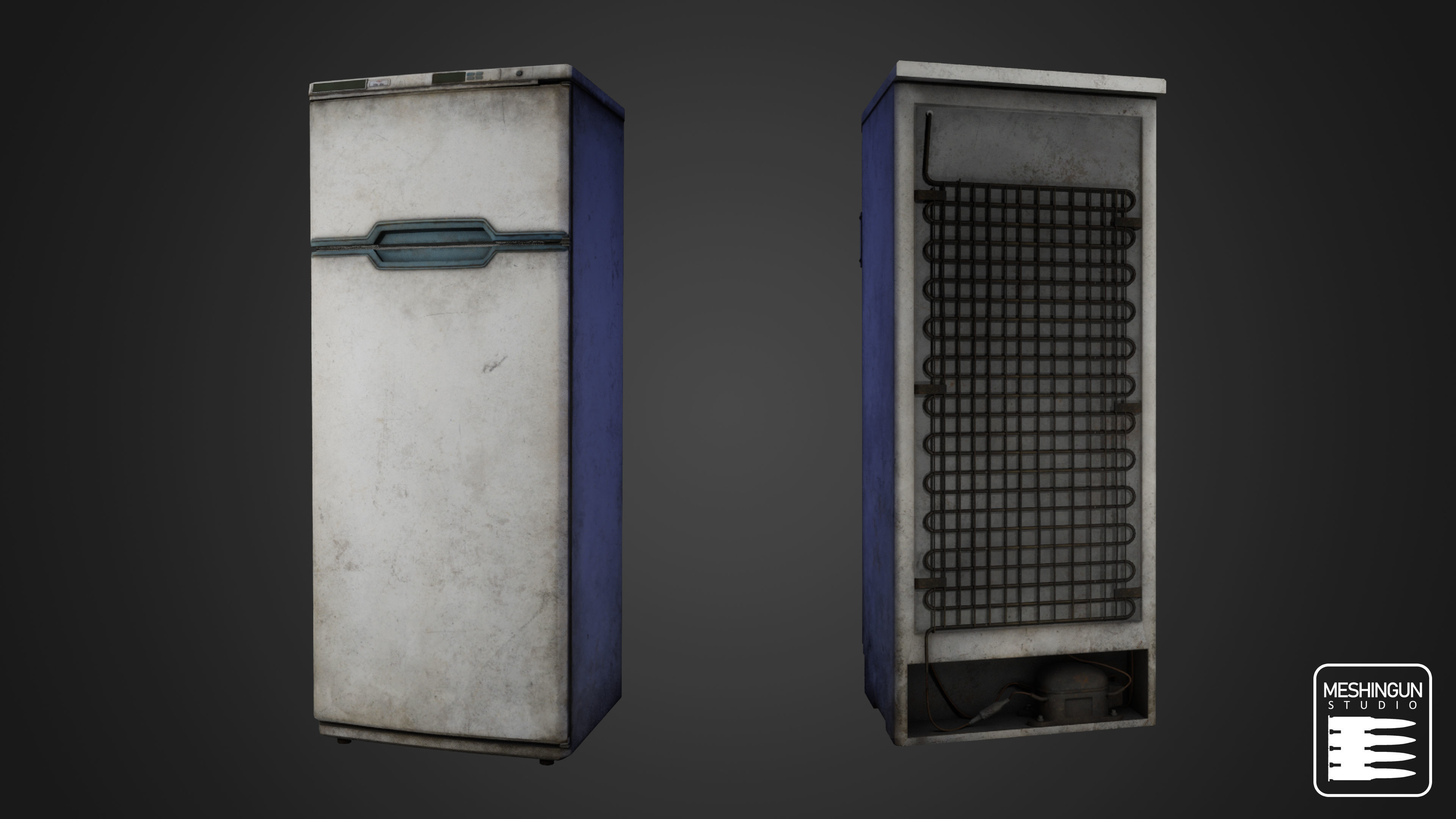 Dirty Fridge Set Low-poly 3D model_1