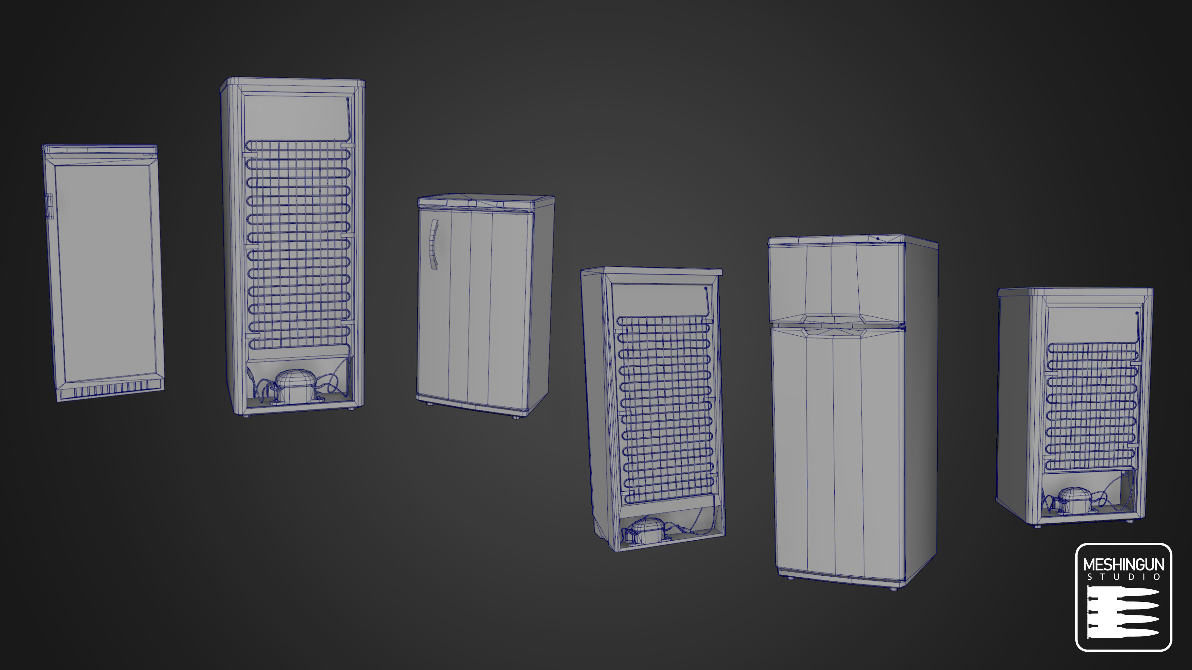 Dirty Fridge Set Low-poly 3D model_5