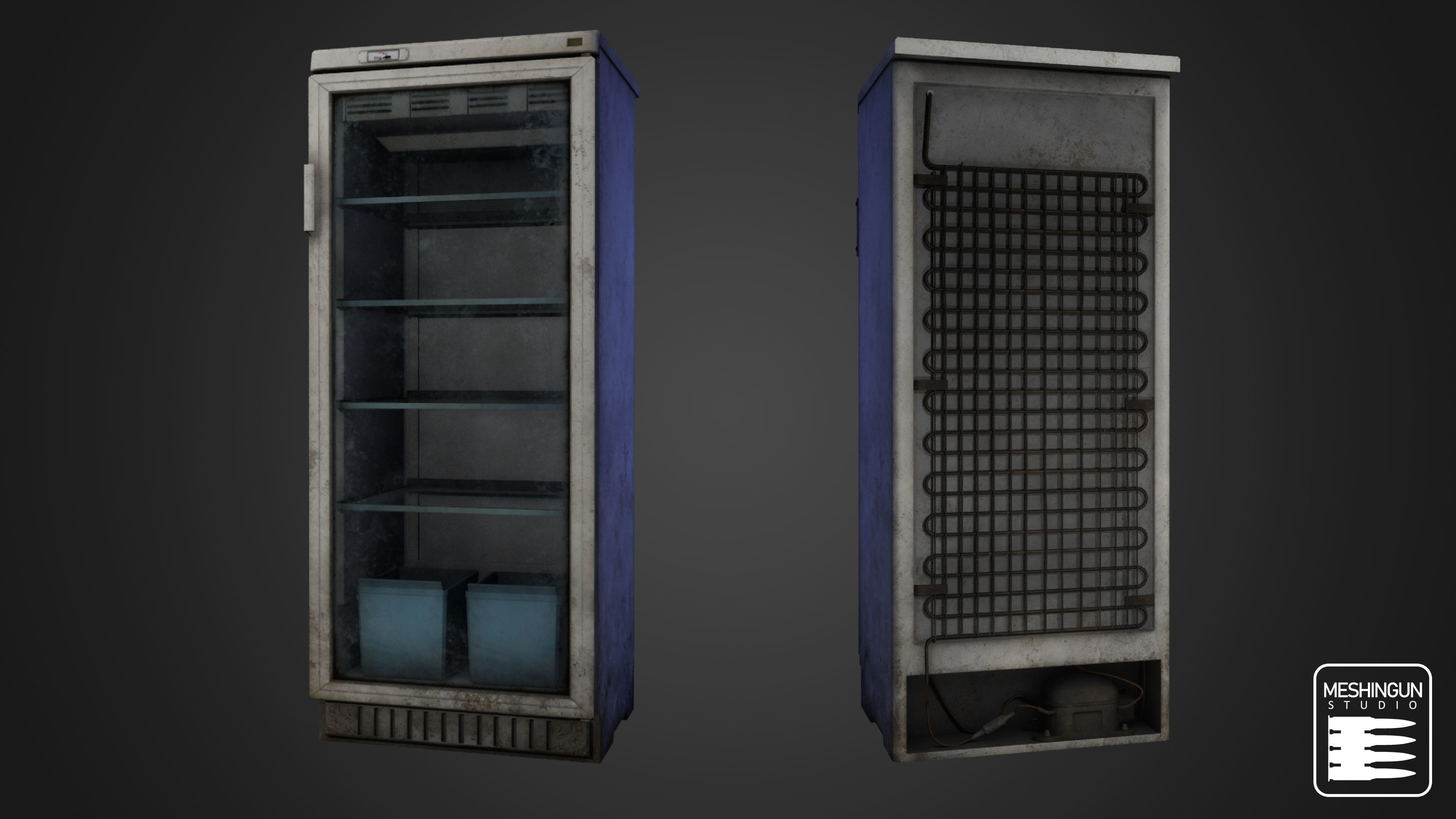 Dirty Fridge Set Low-poly 3D model_3