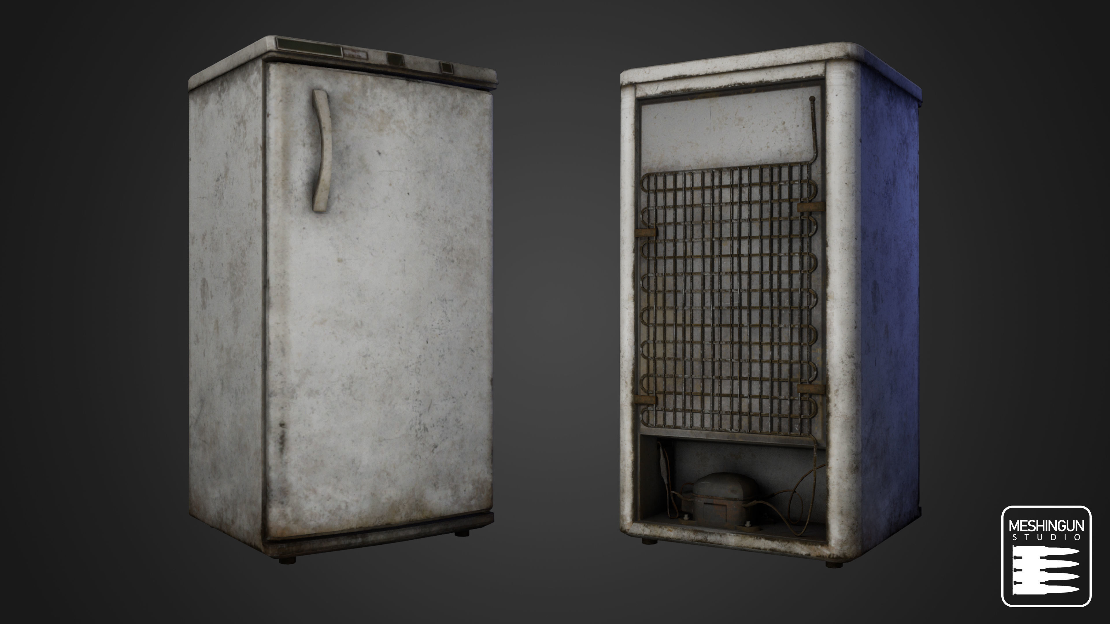 Dirty Fridge Set Low-poly 3D model_2