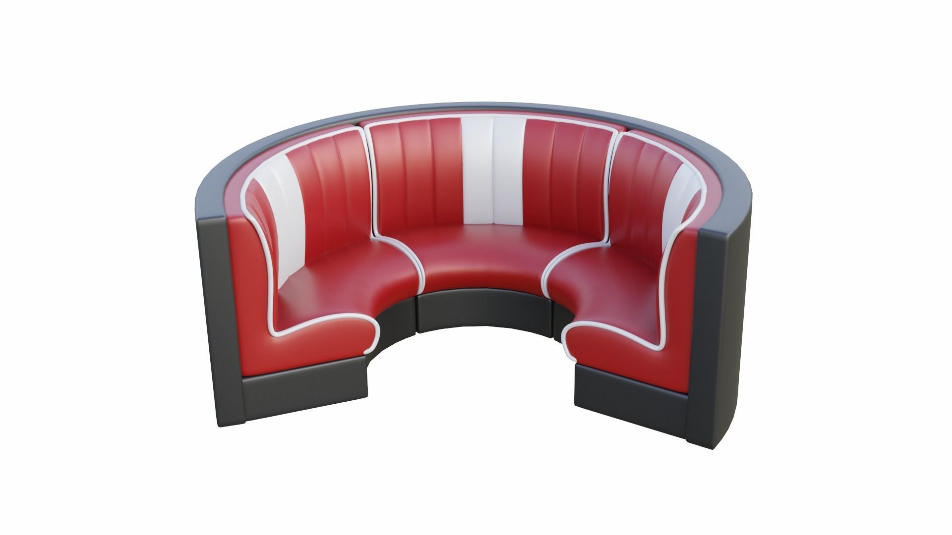 Retro Circular Diner Booth Set Low-poly 3D model_6
