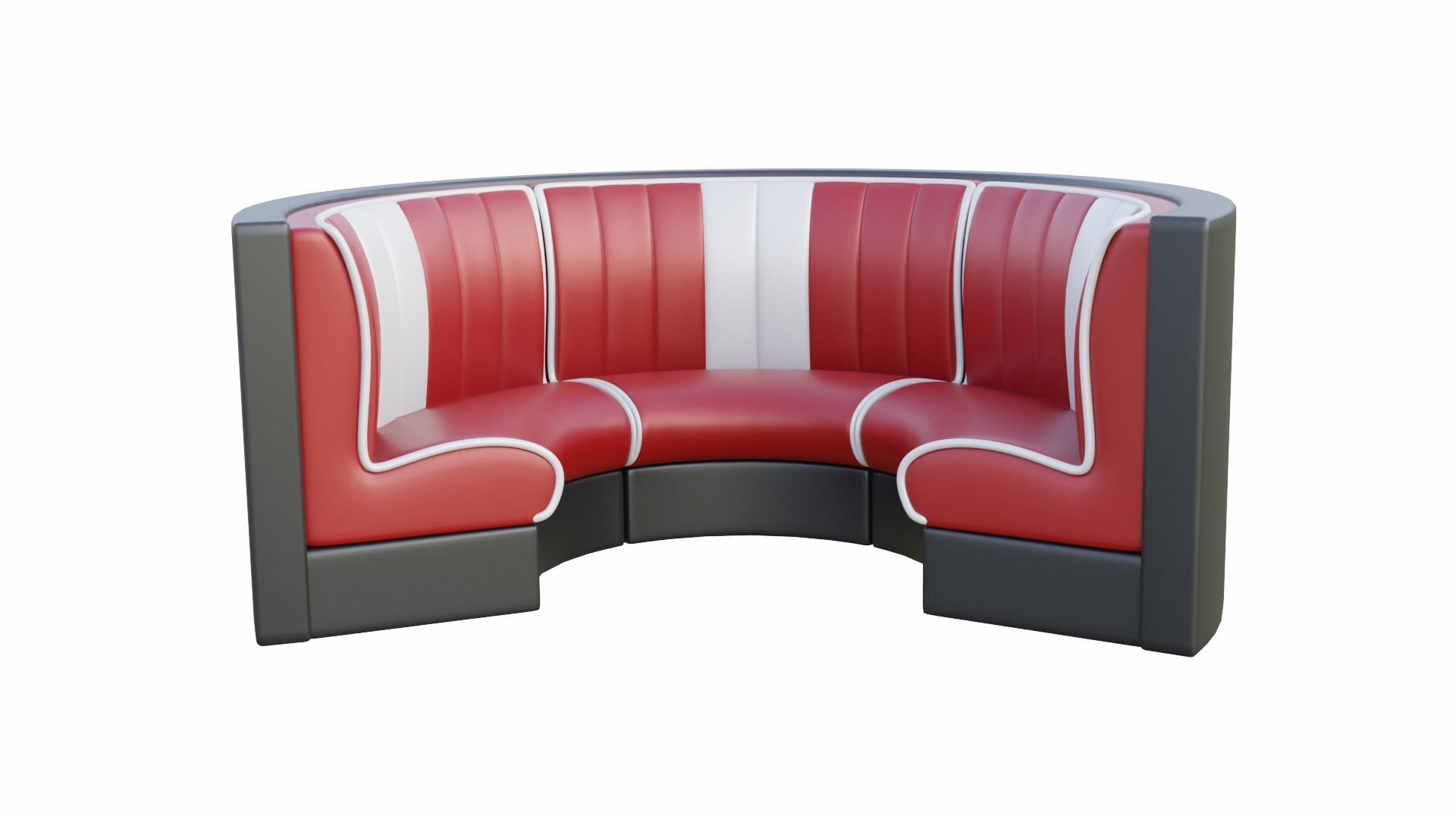 Retro Circular Diner Booth Set Low-poly 3D model_5