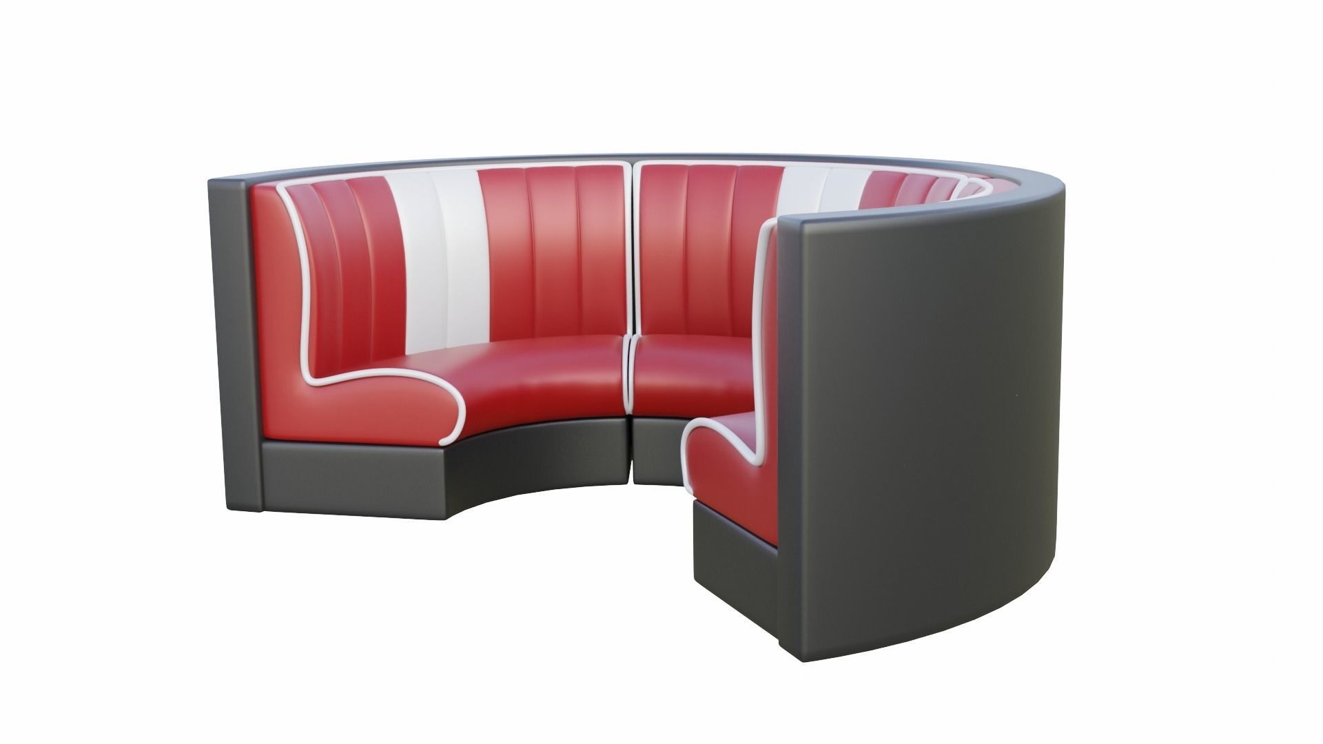 Retro Circular Diner Booth Set Low-poly 3D model_7