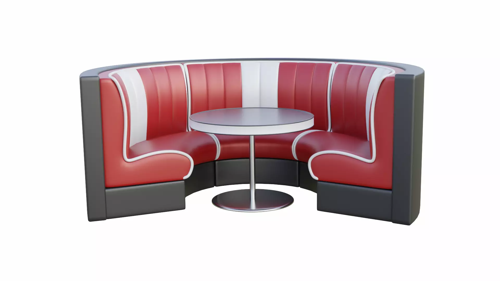Retro Circular Diner Booth Set Low-poly 3D model_0
