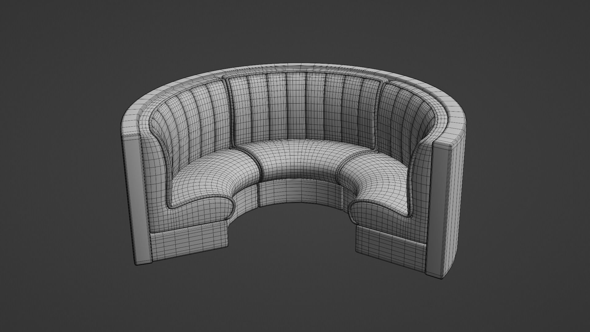 Retro Circular Diner Booth Set Low-poly 3D model_9