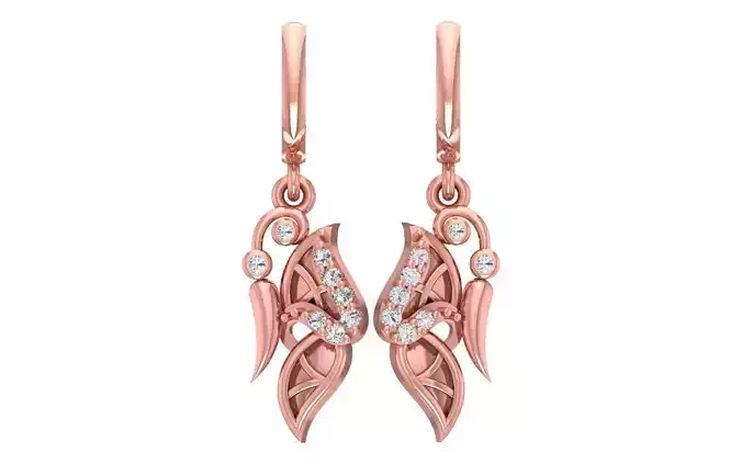 Women Diamond Earrings 3dm STL OBJ FBX Renders Details