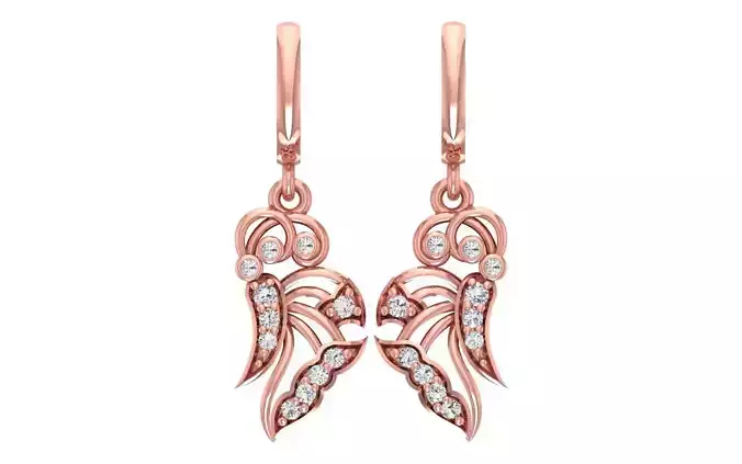 Women Diamond Earrings 3dm STL OBJ FBX Renders Details