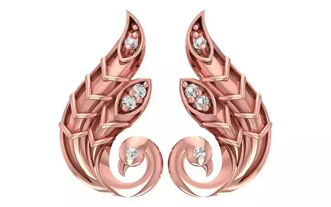 Women Diamond Earrings 3dm STL OBJ FBX Renders Details