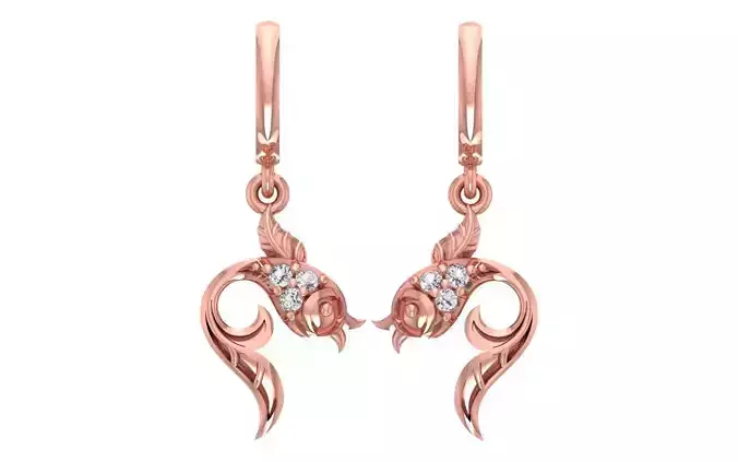 Women Diamond Earrings 3dm STL OBJ FBX Renders Details