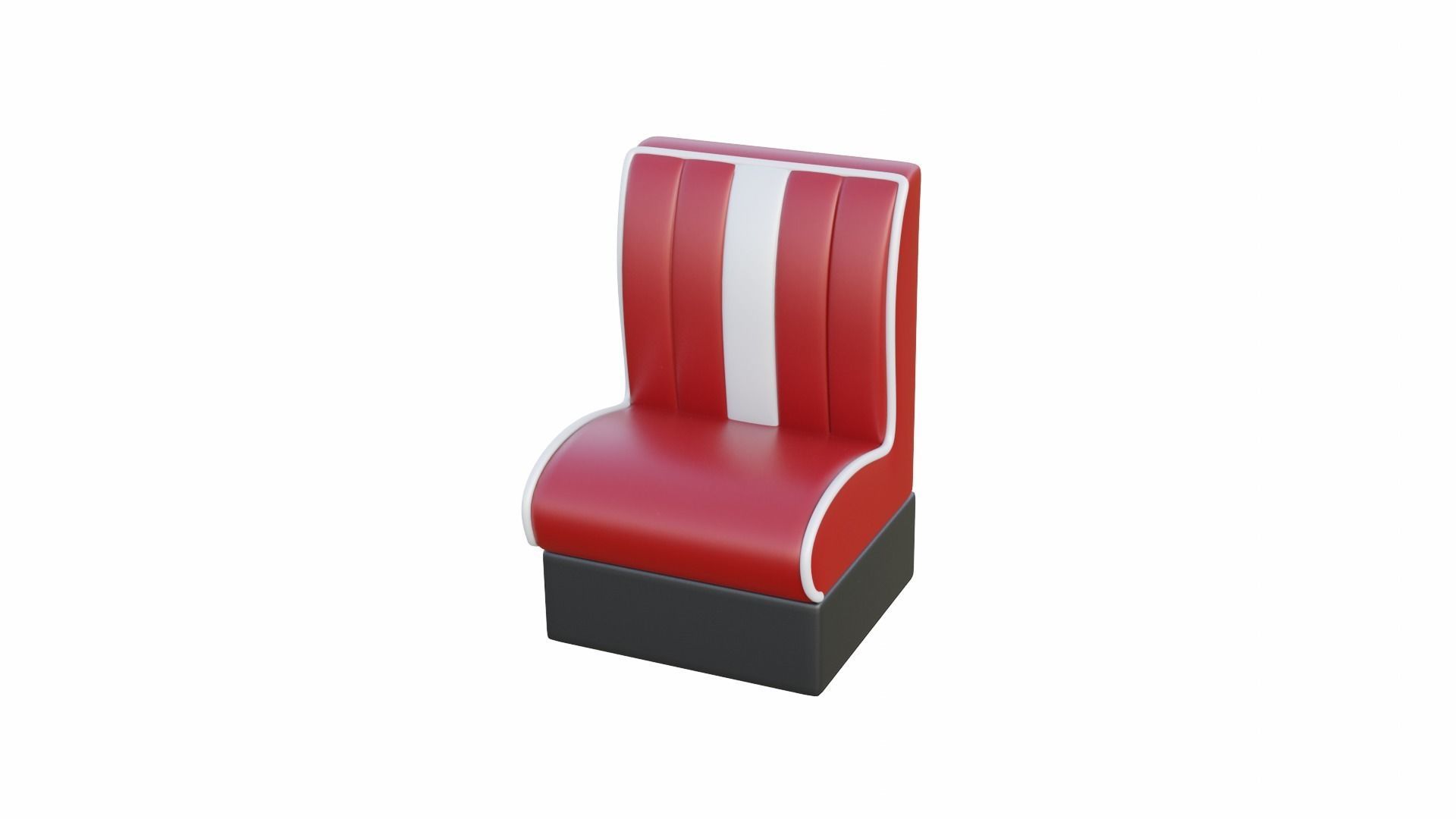 Retro Diner Square Booth Set Low-poly 3D model_5