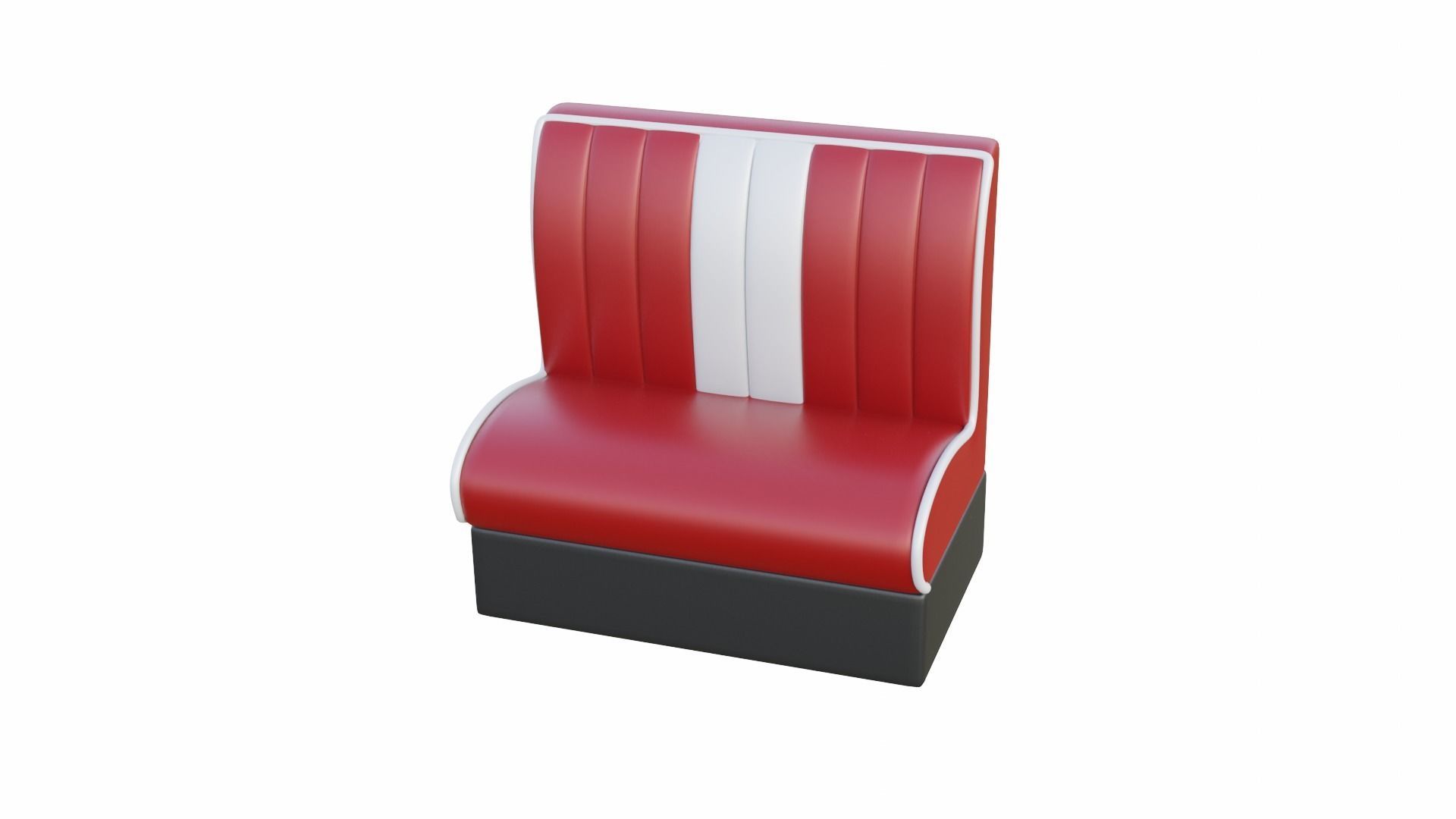 Retro Diner Square Booth Set Low-poly 3D model_7