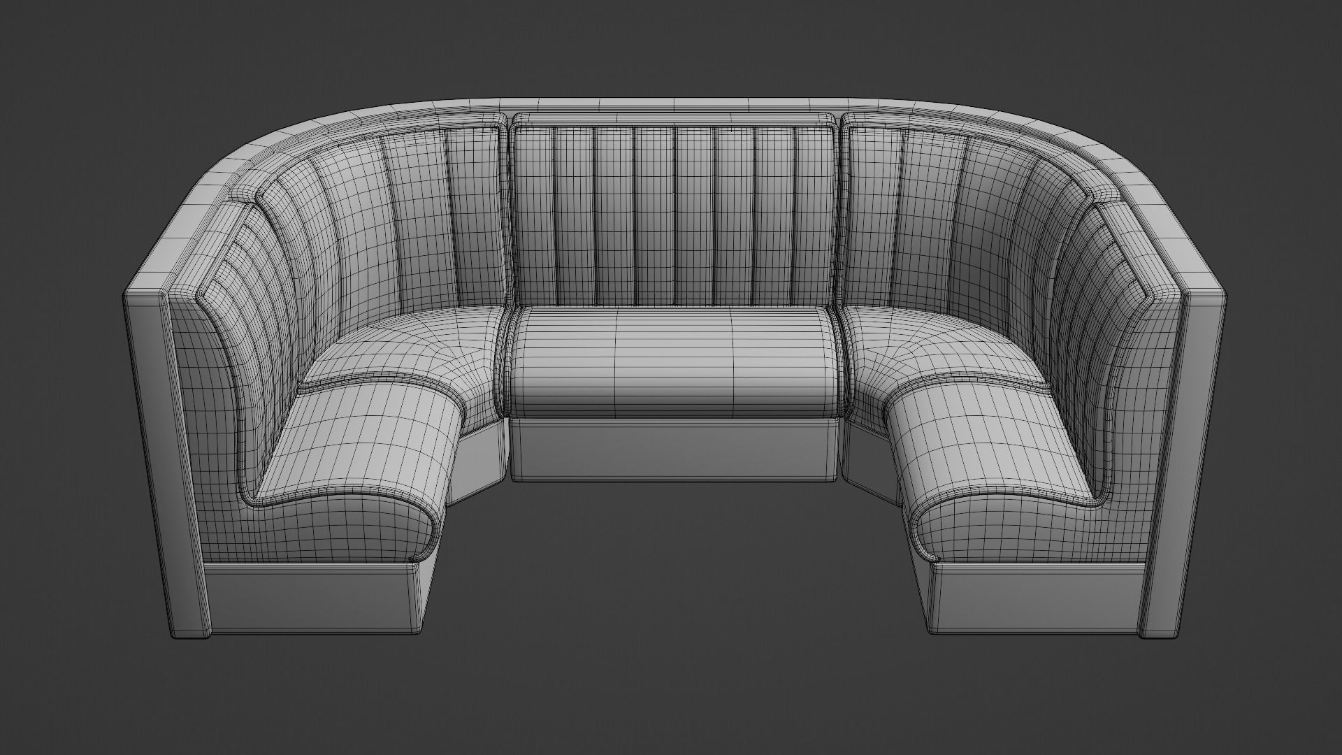 Retro Diner Square Booth Set Low-poly 3D model_12