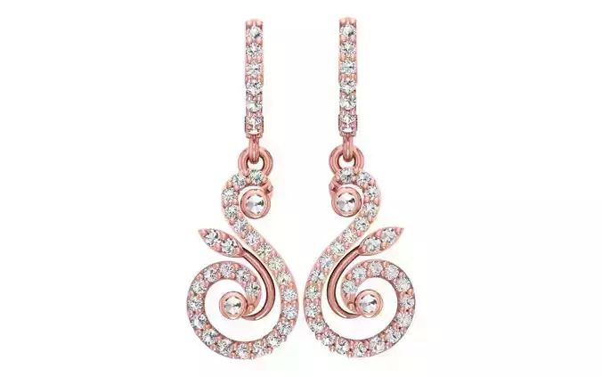 Women Diamond Earrings 3dm STL OBJ FBX Renders Details