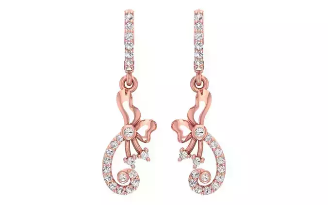 Women Diamond Earrings 3dm STL OBJ FBX Renders Details