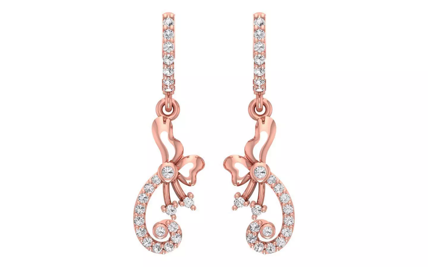 Women Diamond Earrings 3dm STL OBJ FBX Renders Details 3D print model_0