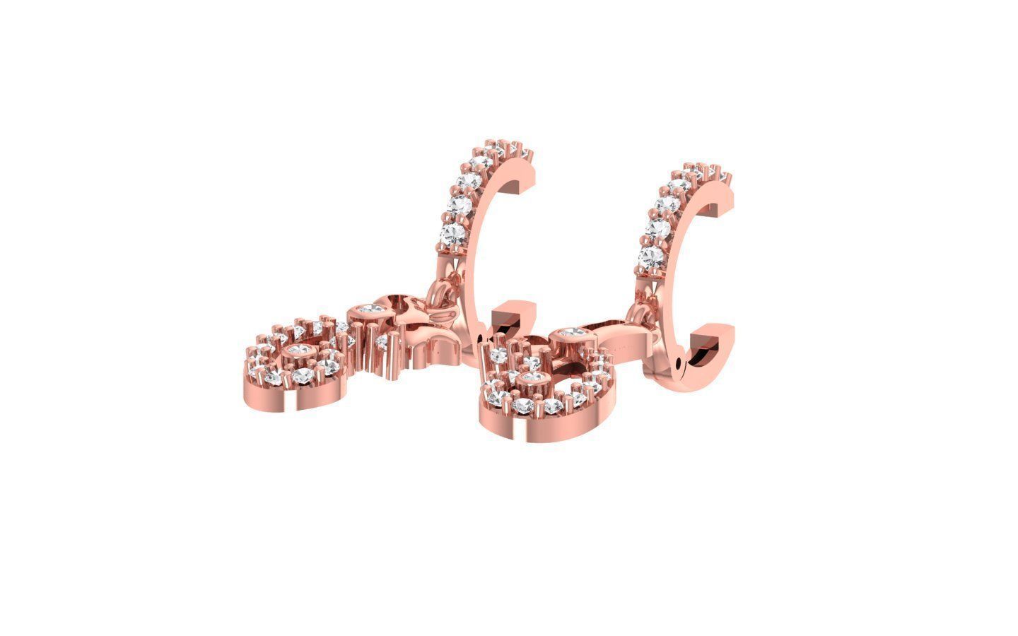 Women Diamond Earrings 3dm STL OBJ FBX Renders Details 3D print model_1