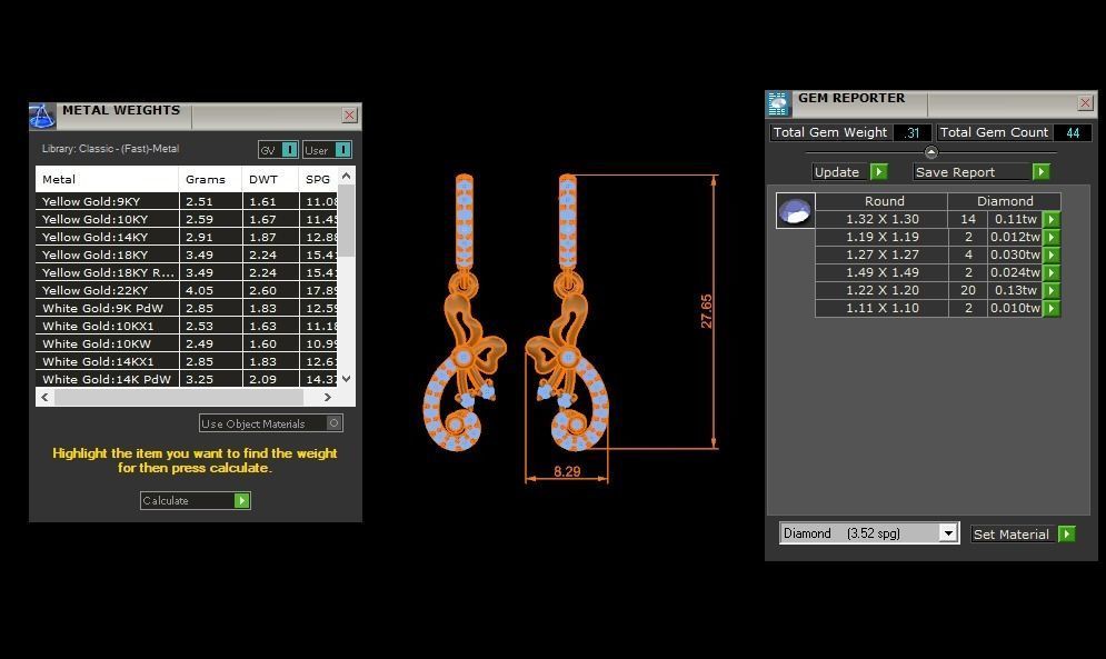 Women Diamond Earrings 3dm STL OBJ FBX Renders Details 3D print model_3