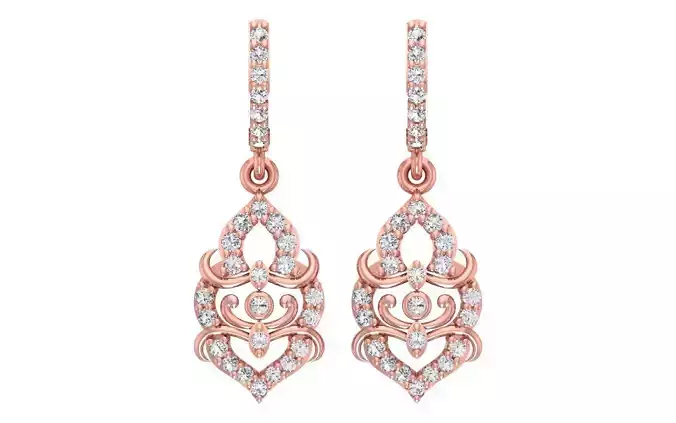 Women Diamond Earrings 3dm STL OBJ FBX Renders Details
