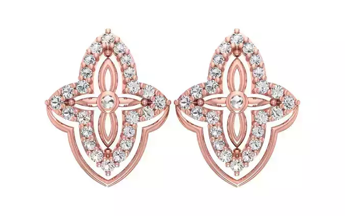 Women Diamond Earrings 3dm STL OBJ FBX Renders Details