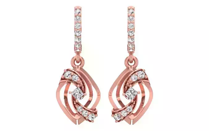 Women Diamond Earrings 3dm STL OBJ FBX Renders Details