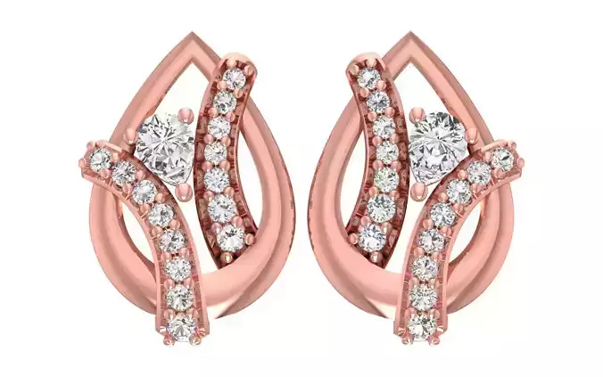 Women Diamond Earrings 3dm STL OBJ FBX Renders Details