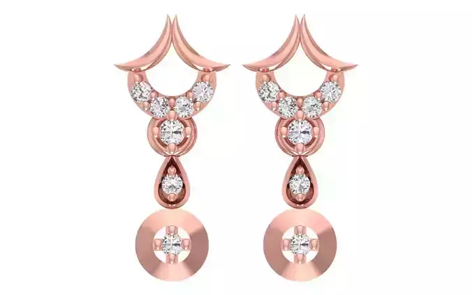 Women Diamond Earrings 3dm STL OBJ FBX Renders Details