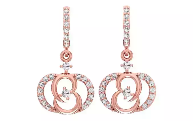 Women Diamond Earrings 3dm STL OBJ FBX Renders Details