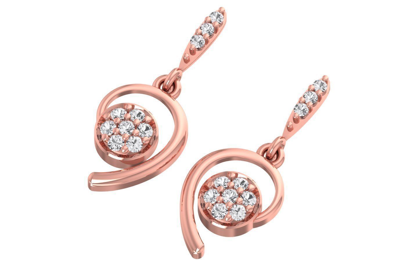 Women Diamond Earrings 3dm STL OBJ FBX Renders Details 3D print model_2