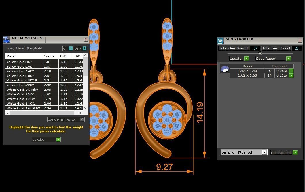 Women Diamond Earrings 3dm STL OBJ FBX Renders Details 3D print model_3