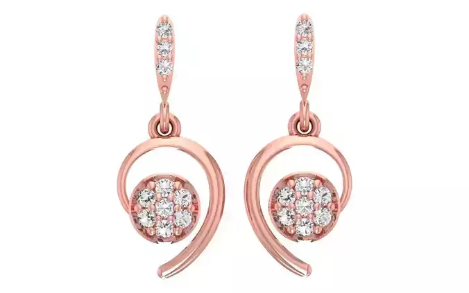 Women Diamond Earrings 3dm STL OBJ FBX Renders Details
