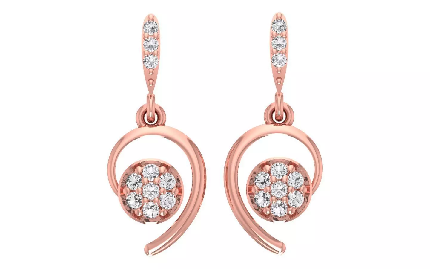 Women Diamond Earrings 3dm STL OBJ FBX Renders Details 3D print model_0