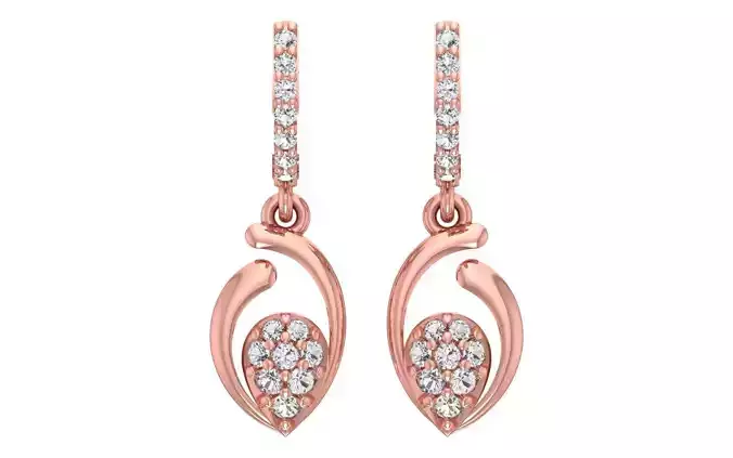 Women Diamond Earrings 3dm STL OBJ FBX Renders Details