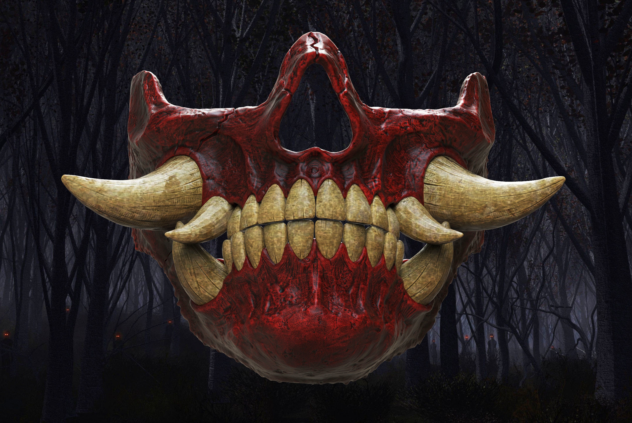 Hannya Scull half mask Oni mask 3D print model_3