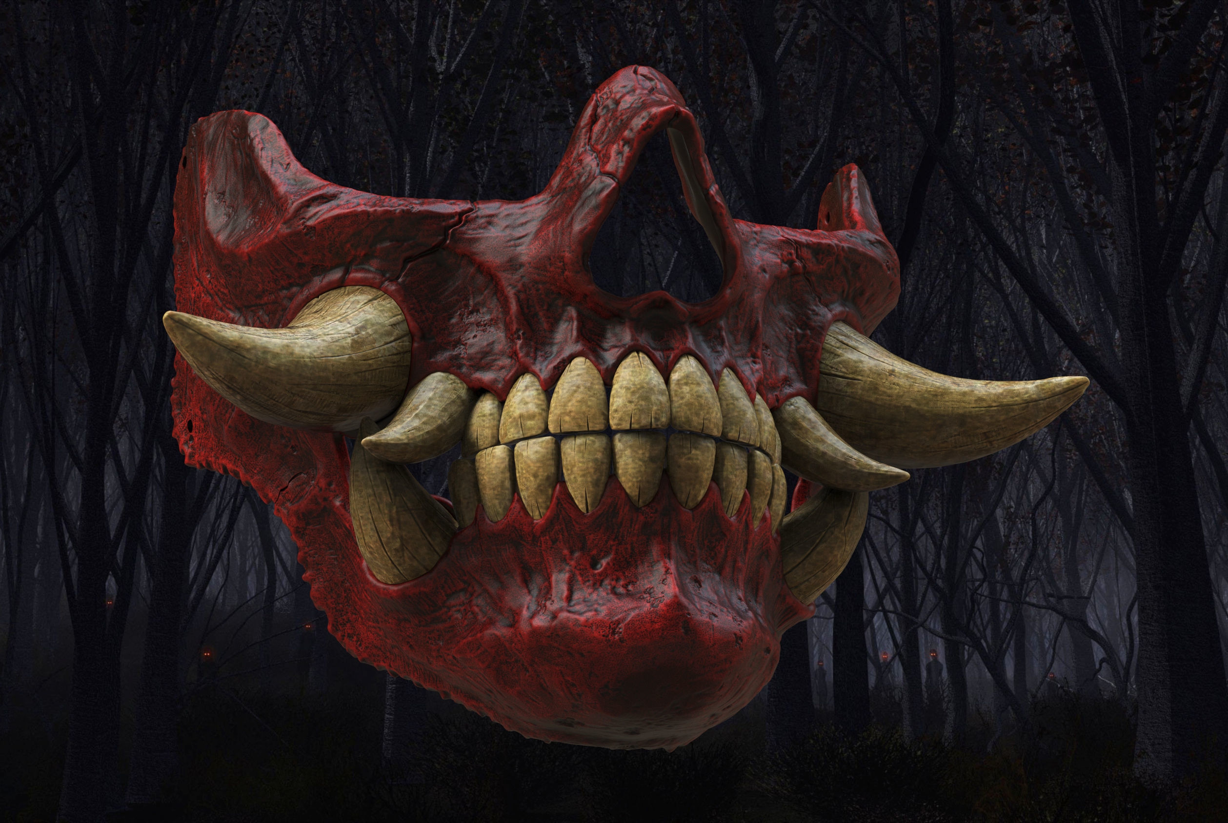 Hannya Scull half mask Oni mask 3D print model_1