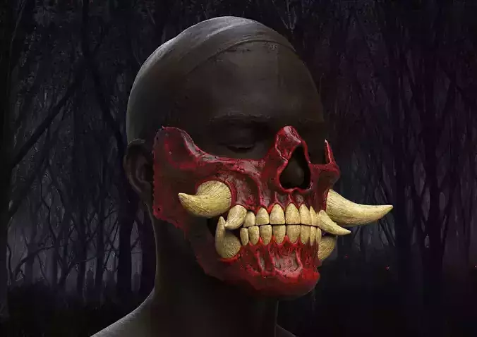 Hannya Scull half mask Oni mask 3D print model