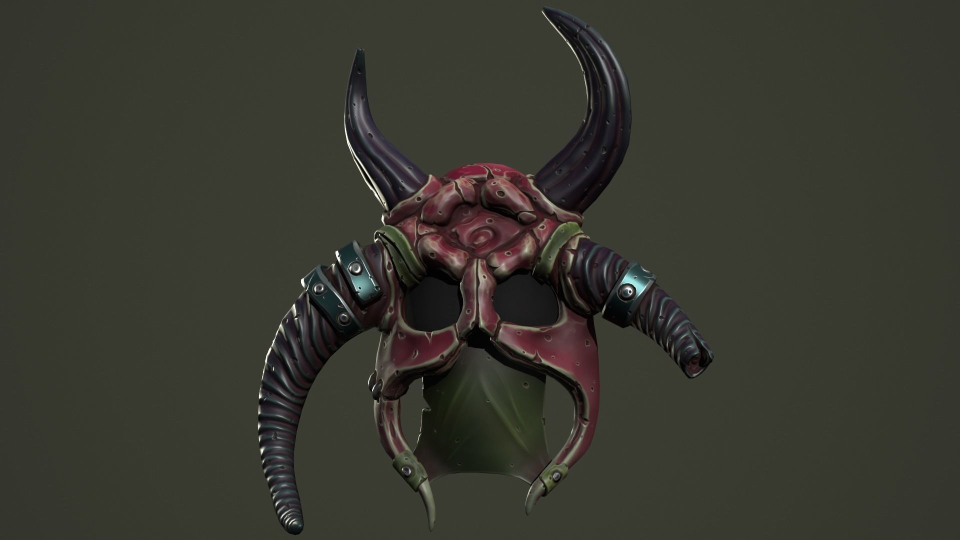 Barbarian mask Low-poly 3D model_13