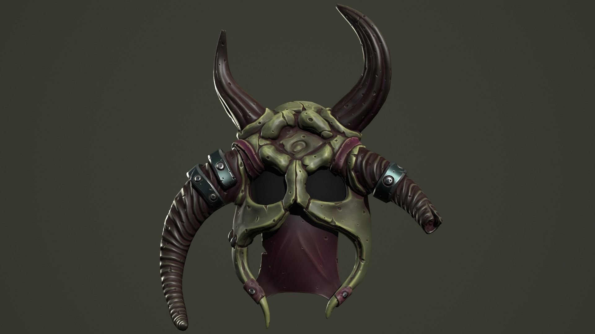 Barbarian mask Low-poly 3D model_7