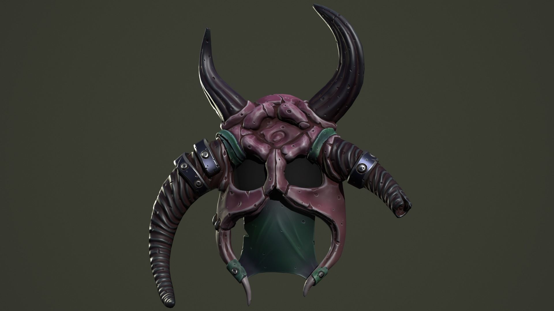 Barbarian mask Low-poly 3D model_9