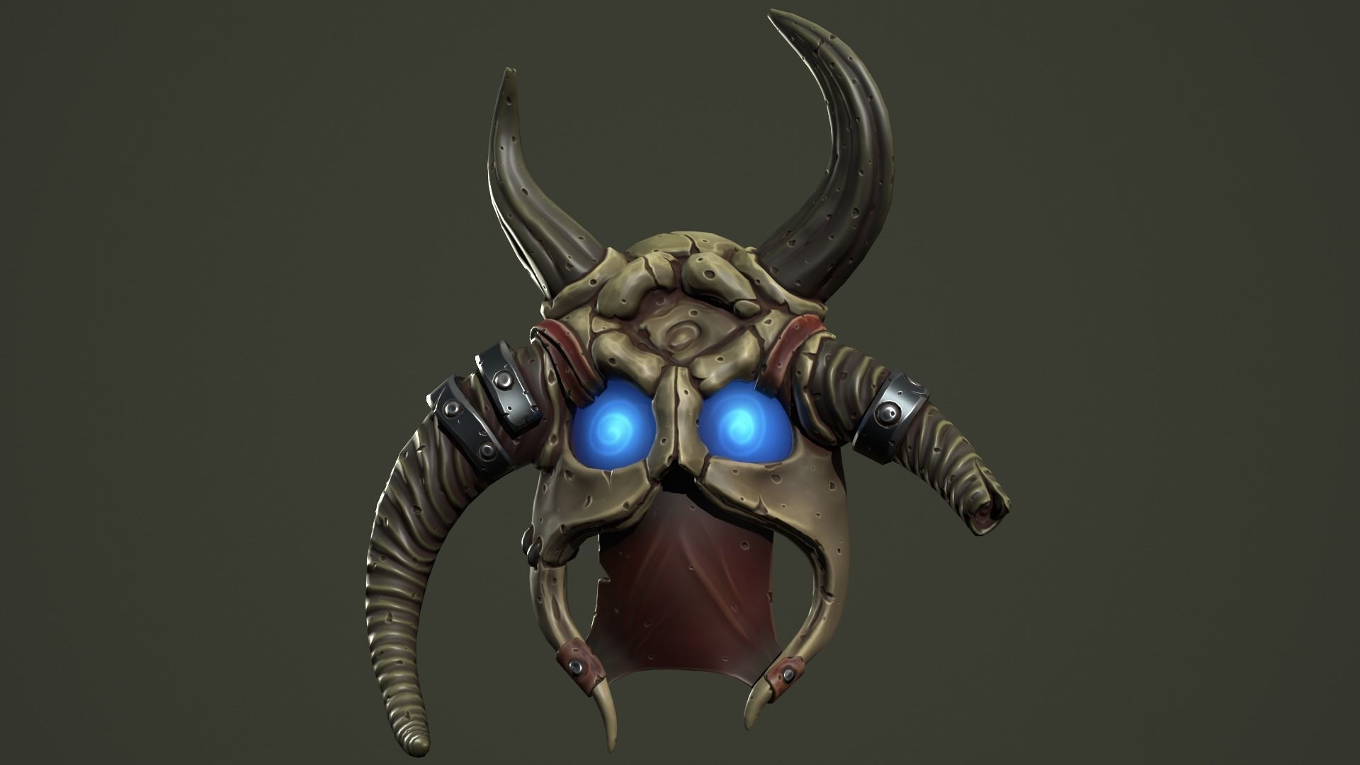 Barbarian mask Low-poly 3D model_4