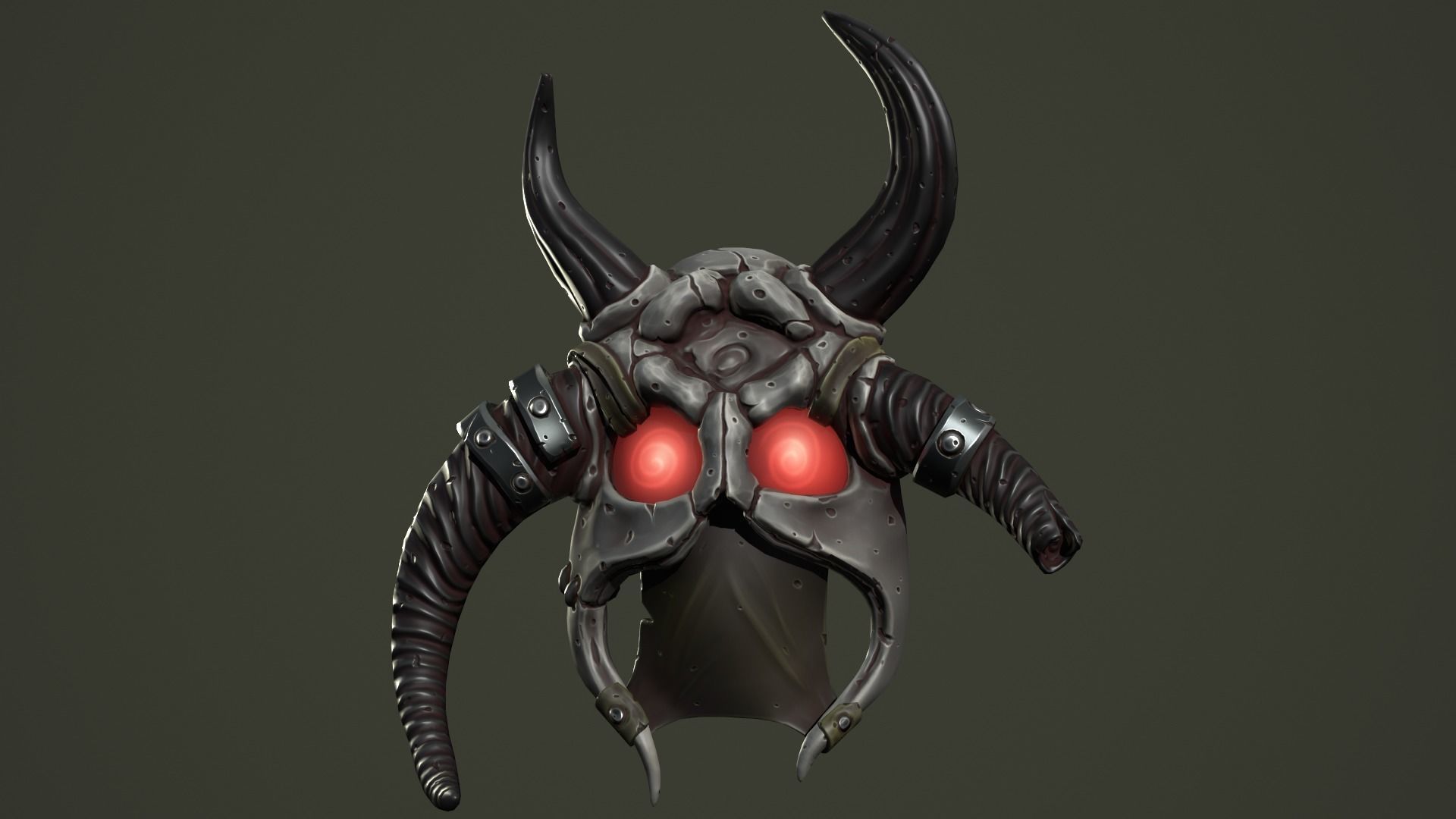 Barbarian mask Low-poly 3D model_16