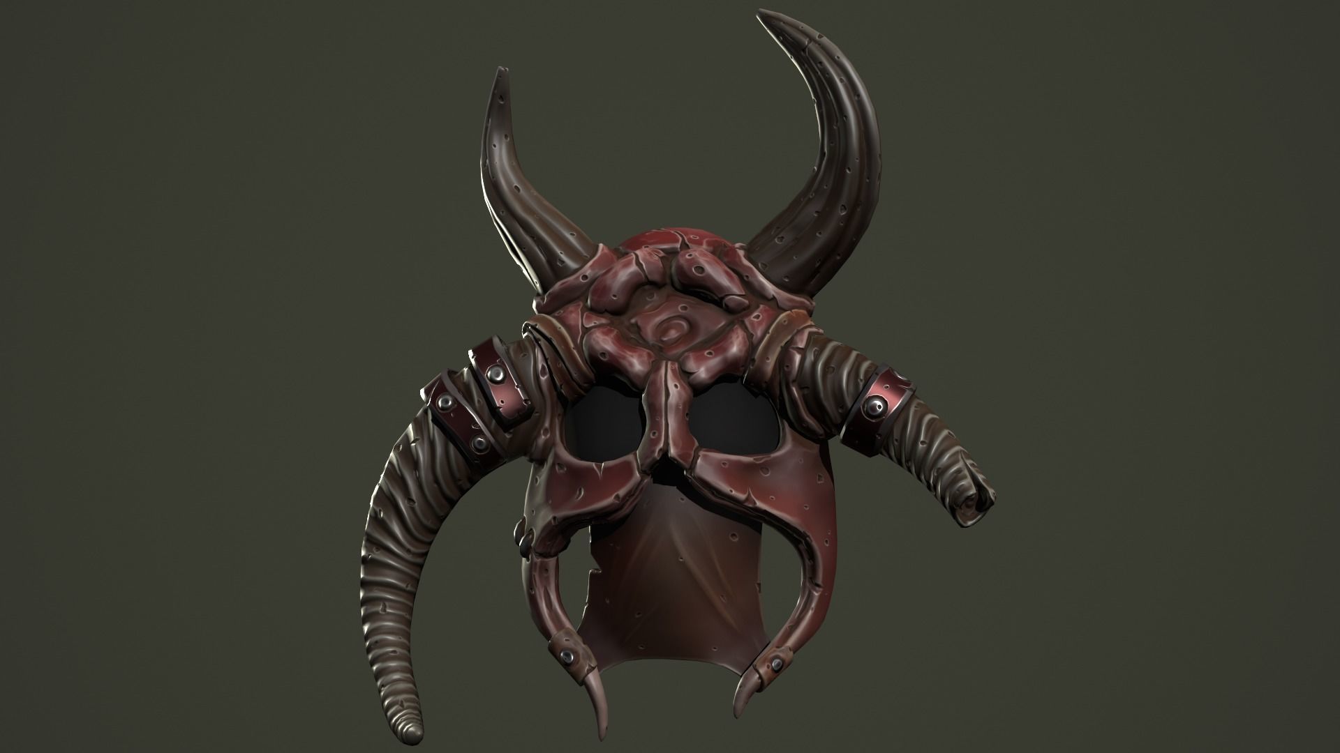 Barbarian mask Low-poly 3D model_5