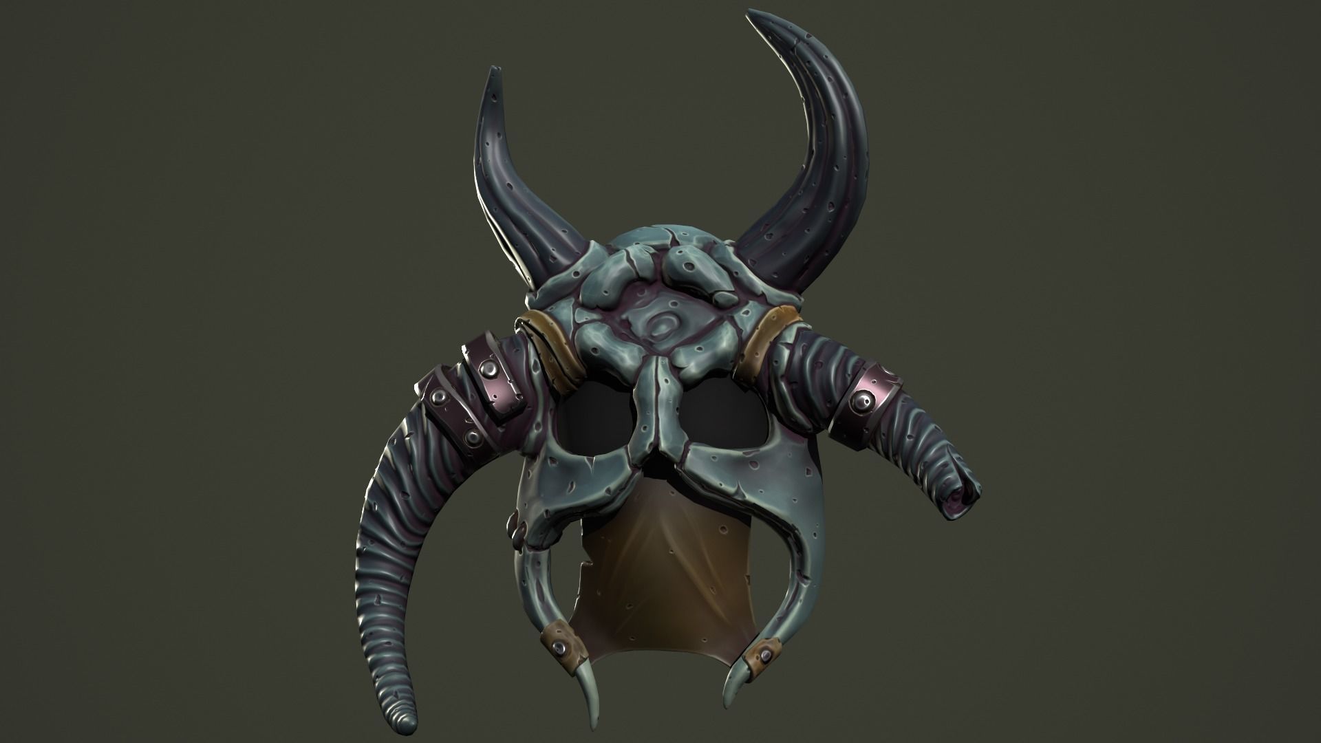 Barbarian mask Low-poly 3D model_1