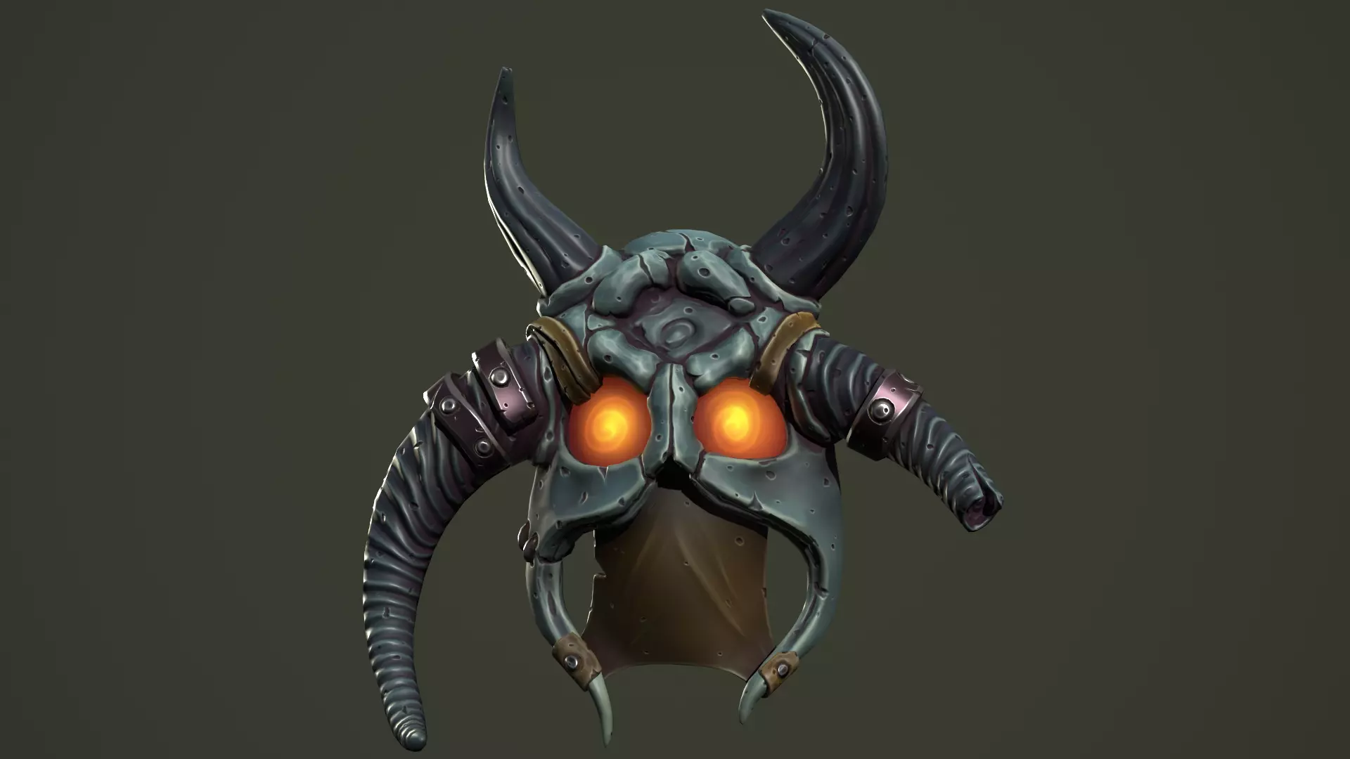 Barbarian mask Low-poly 3D model_0