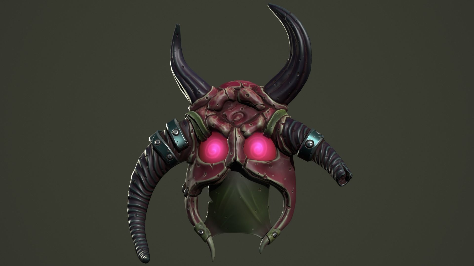 Barbarian mask Low-poly 3D model_14