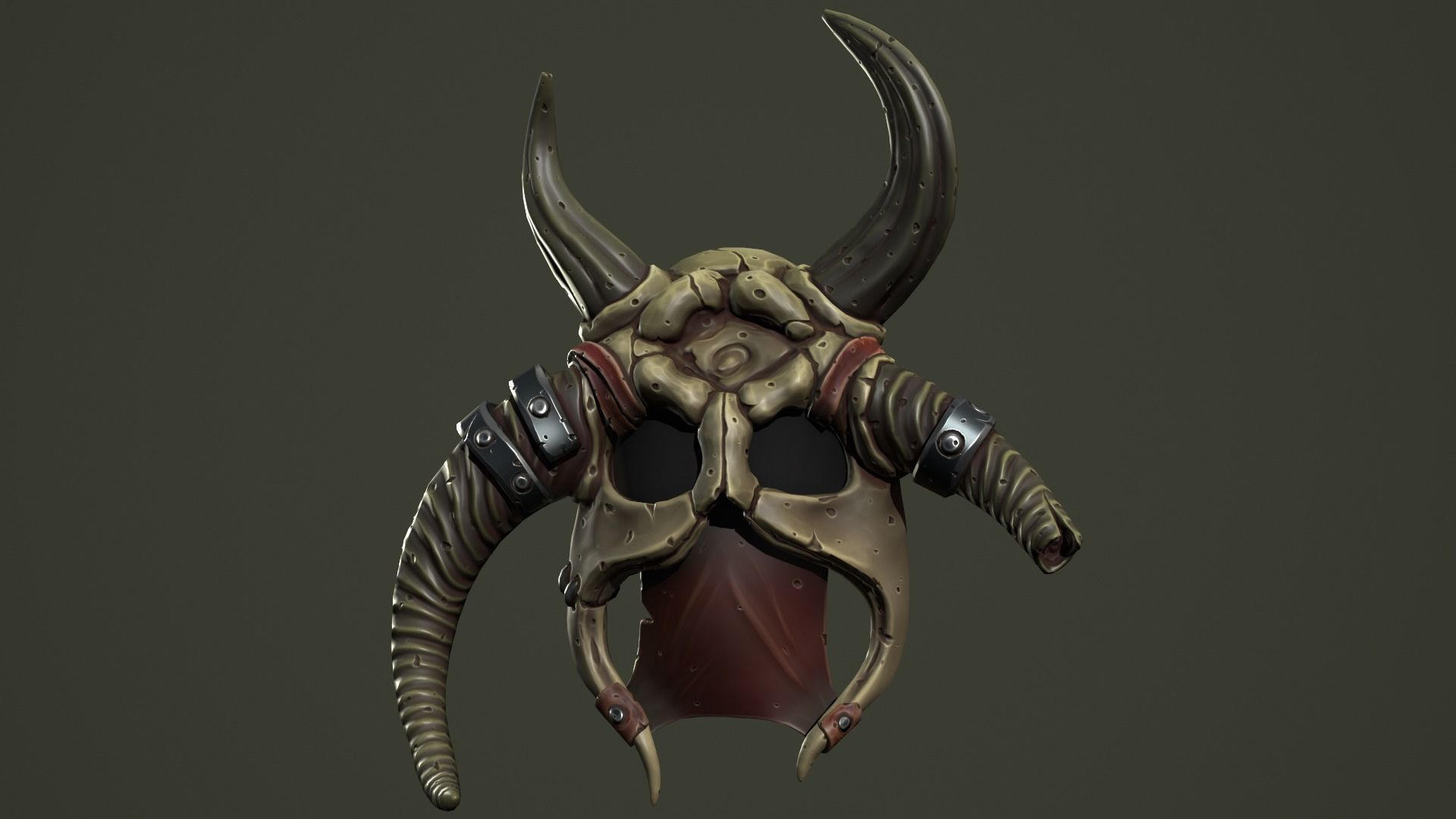 Barbarian mask Low-poly 3D model_3