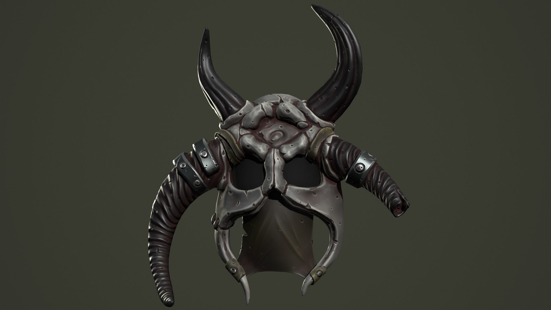 Barbarian mask Low-poly 3D model_15