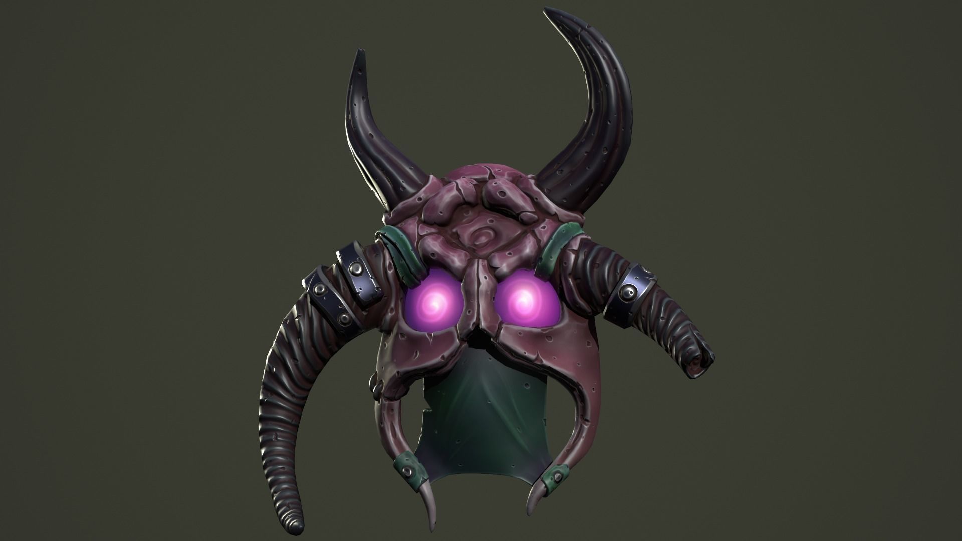 Barbarian mask Low-poly 3D model_10